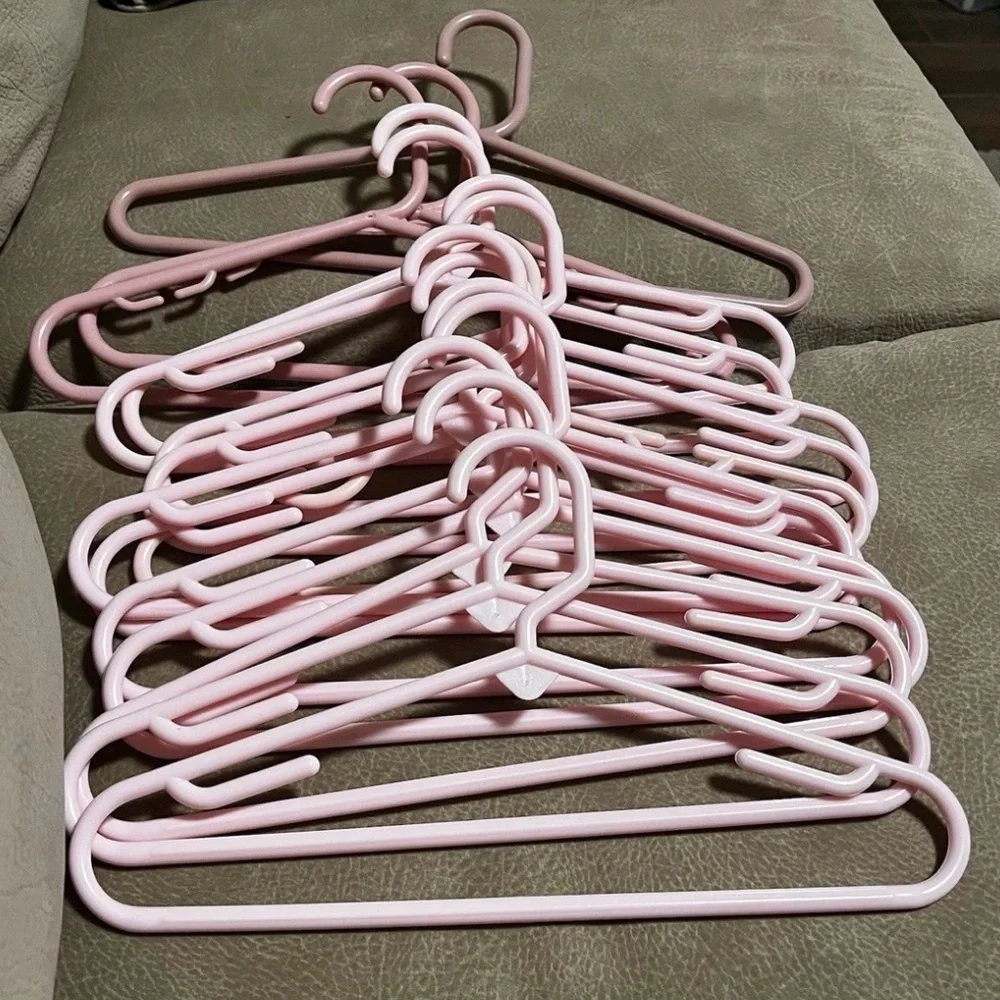 Lot of 18 Tubular Pink Hangers, Baby/Toddler Size for Closet Storage, 12” x 7”